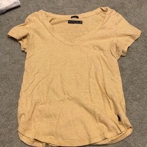Abercrombie yellow and white striped tee